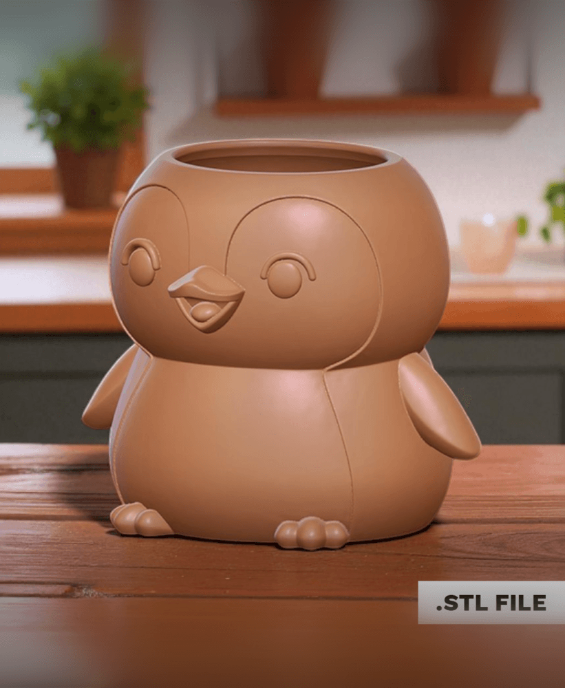 Chubby Penguin Planter – Cute STL File for 3D Printing 3d model