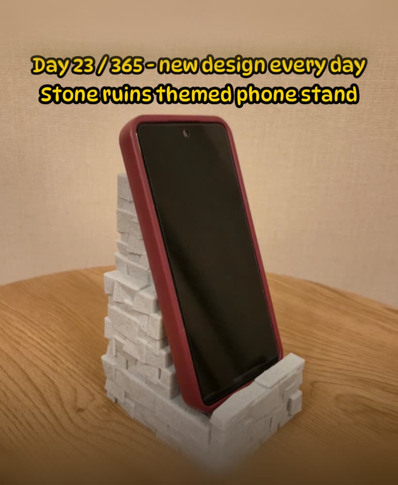 Stone Ruins Phone Stand – 3D Printed Desk Stand with Charging Slot 3d model