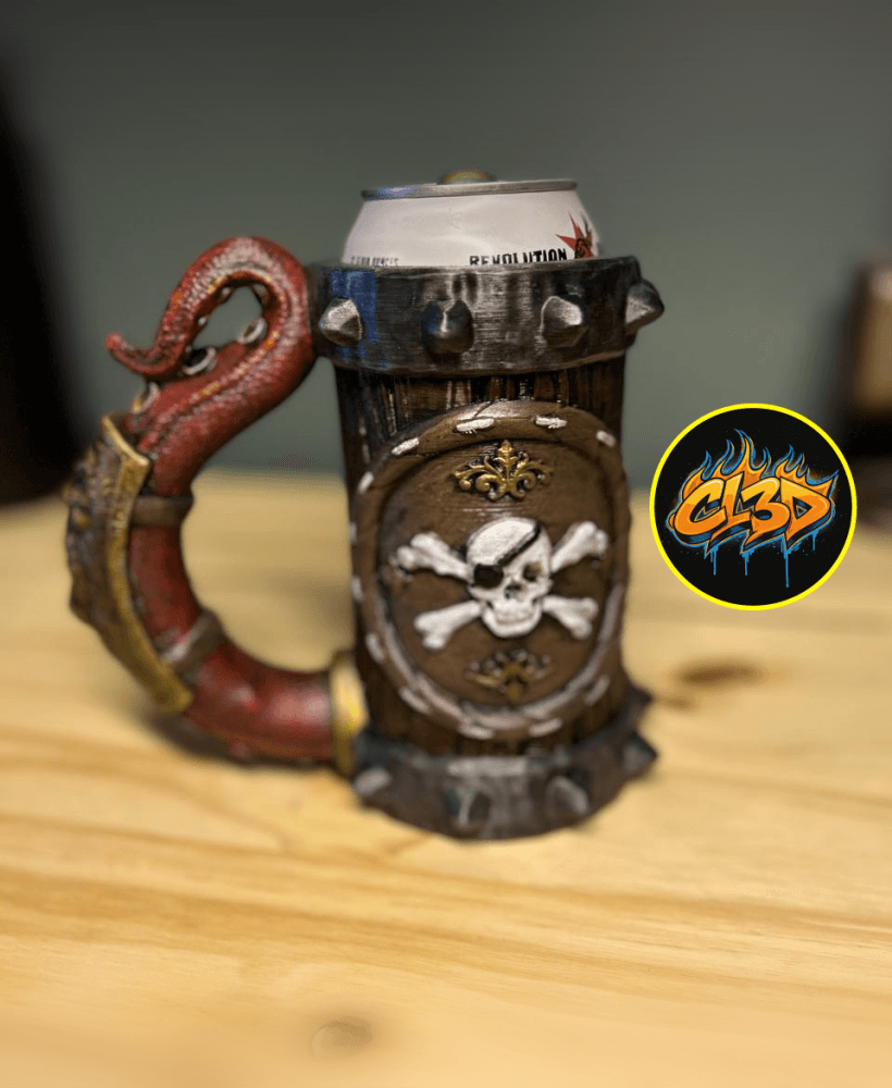 Pirate Tavern Stein Can Koozie with Siren Tentacle Handle 3d model