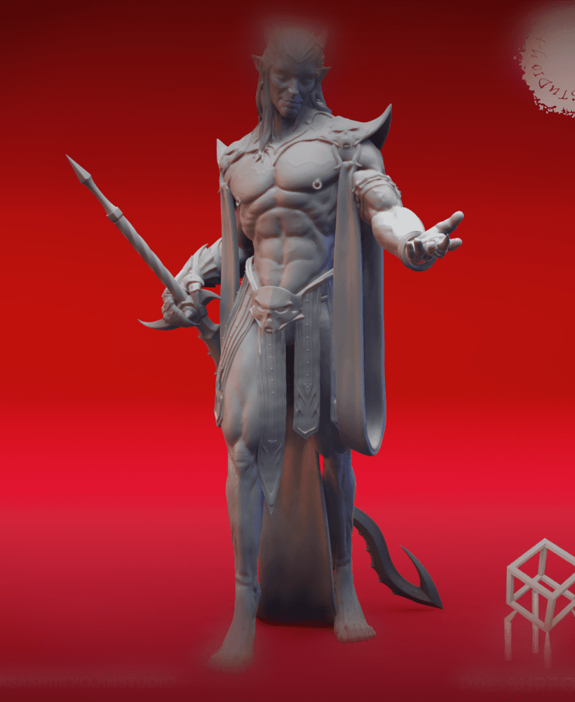 Graz'zt - The Demon Prince of Pleasure - Tabletop Miniature (Pre-supported) 3d model