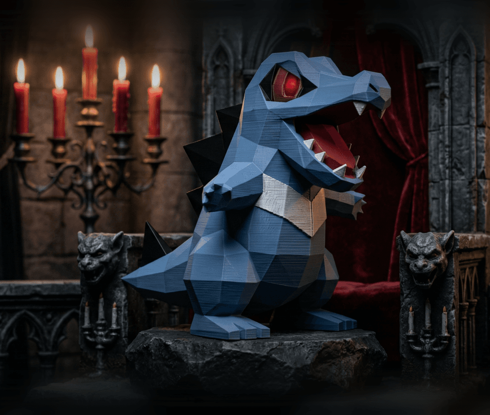 Gothic Vampire Totodile — Low-Poly Dark Edition | Multicolour FDM | 3MF Ready 3d model