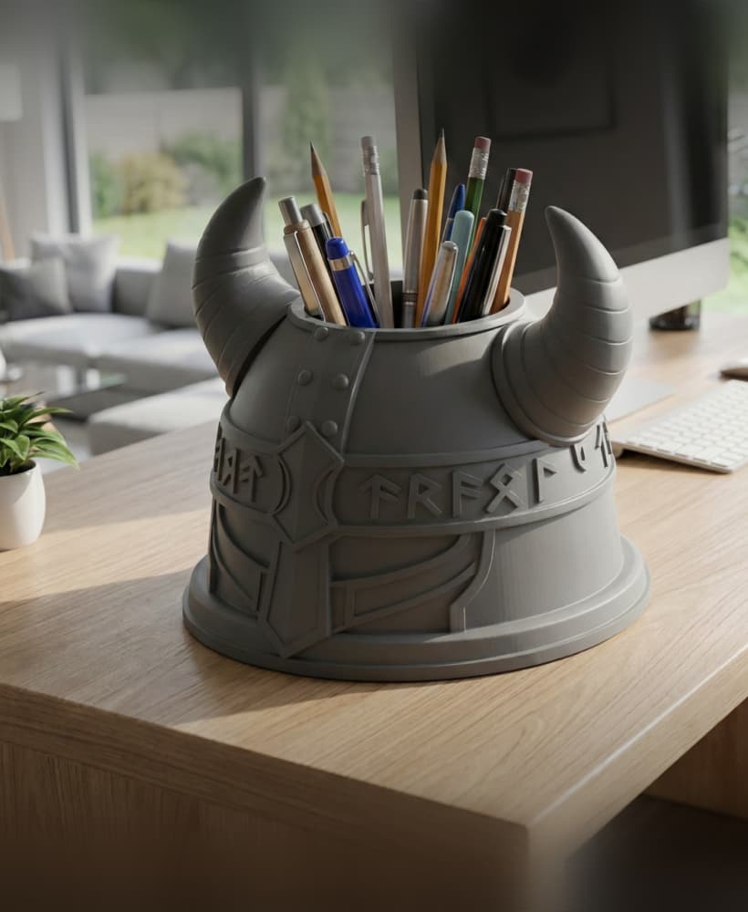 Viking Helmet Pen Holder .stl 3d model