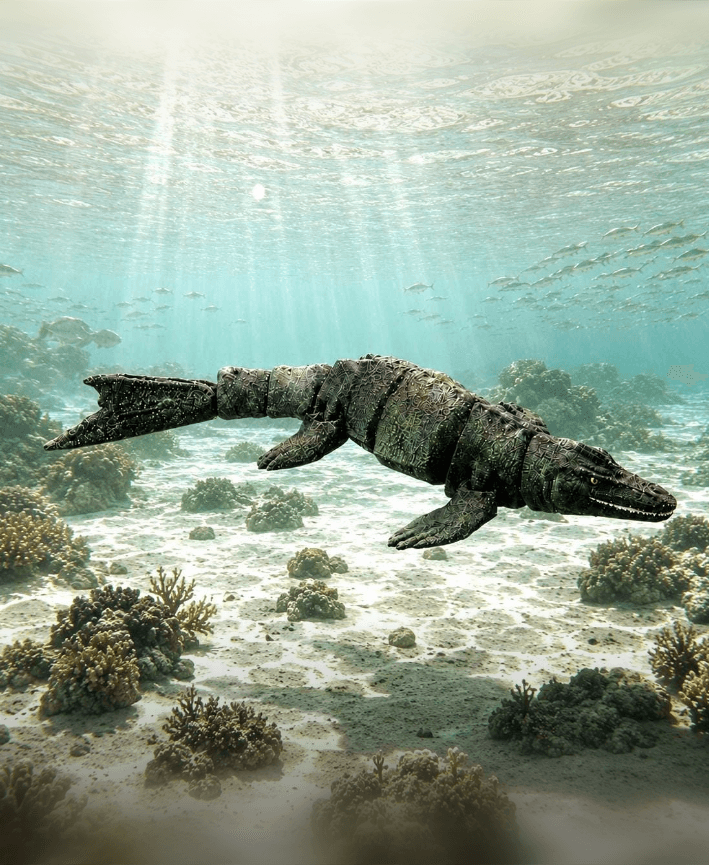 Prehistoric mosasaurus flexi 3d model
