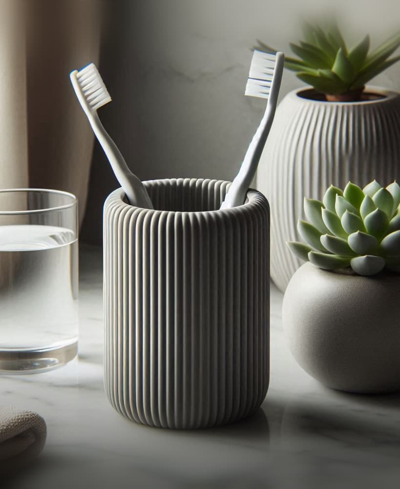 Modern Ribbed Toothbrush & Toothpaste Holder 3d model