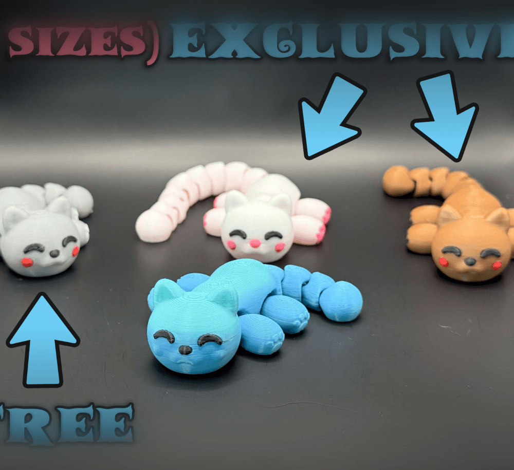 Cute Tiny Articulated Kawaii Cat with Paws 3d model