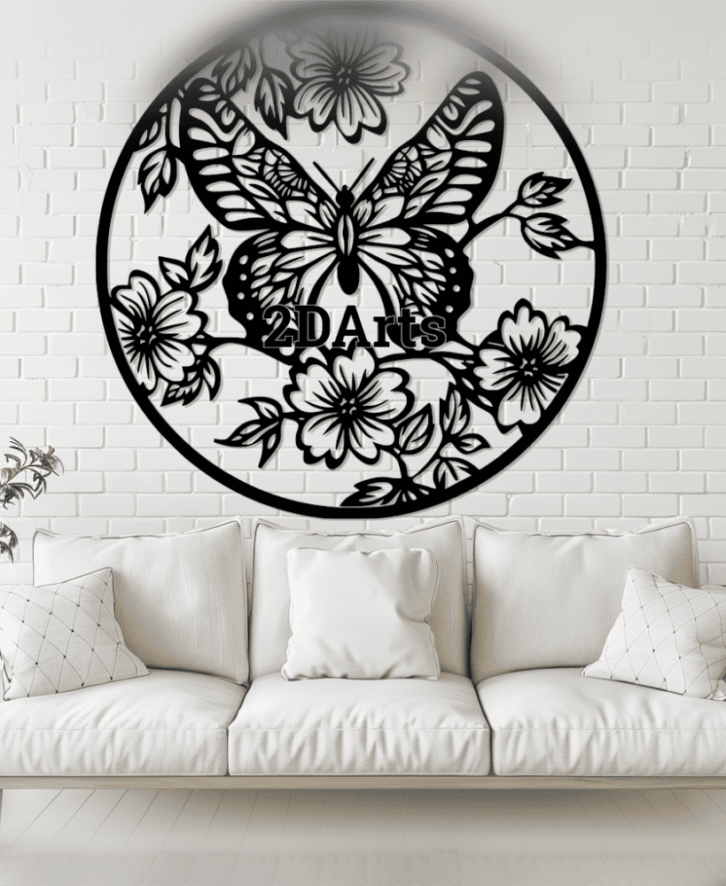 Butterfly with Flowers 2D Wall Art/Window Art 3d model