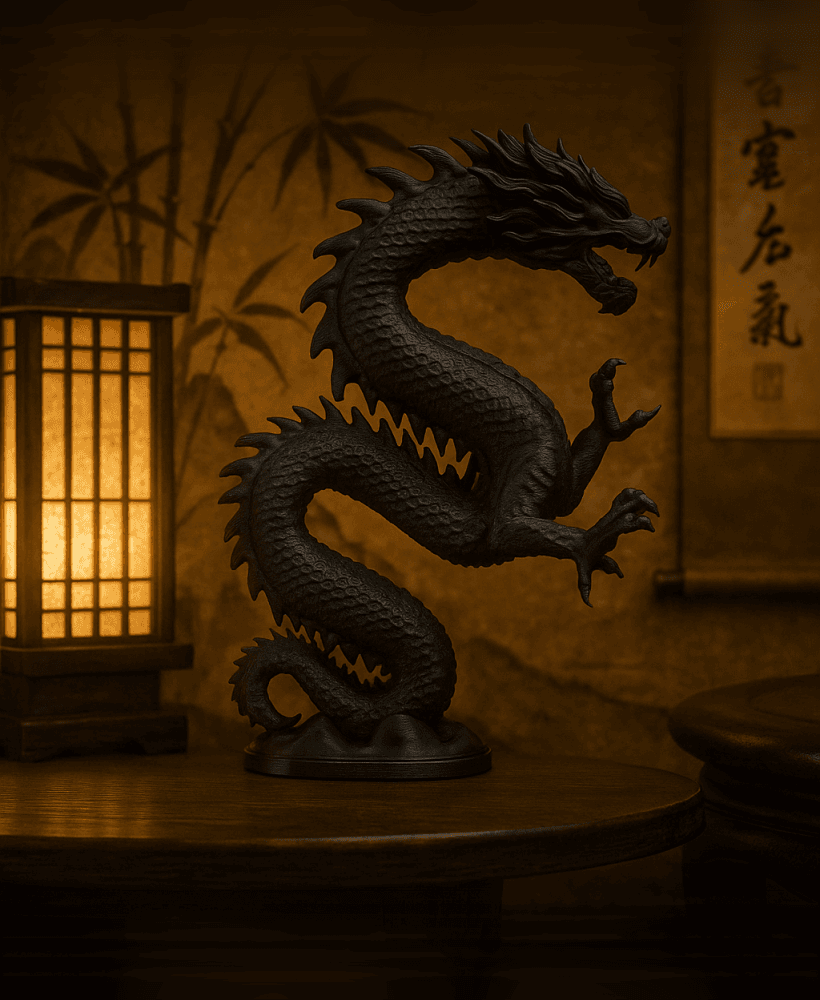 Shadowfire Dragon Sculpture – Mythical Creature 3d model