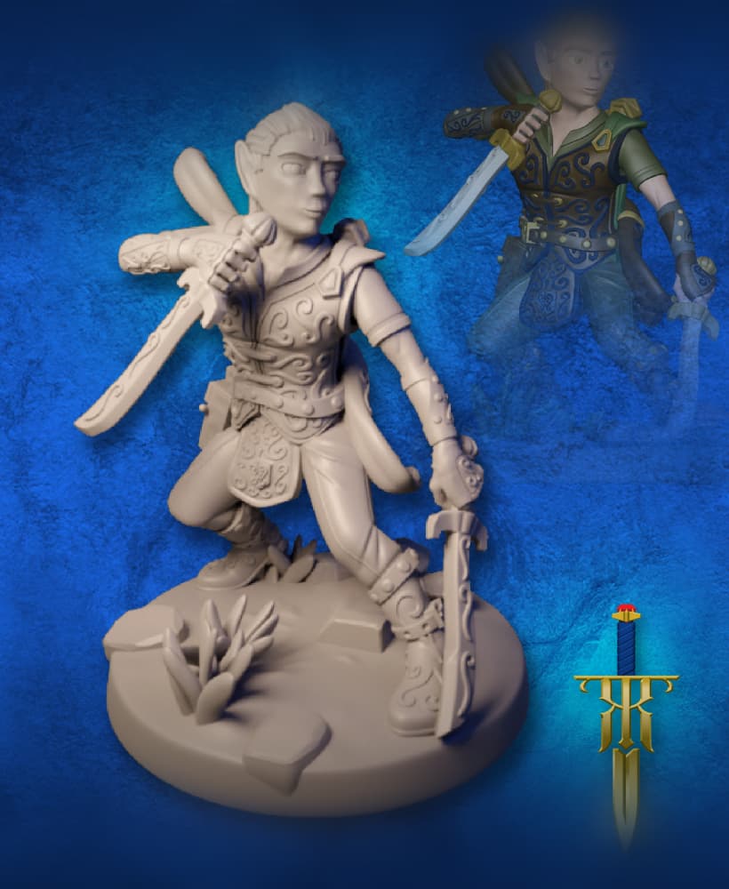 Elf Ranger Male Level 15 - Double Swords 3d model