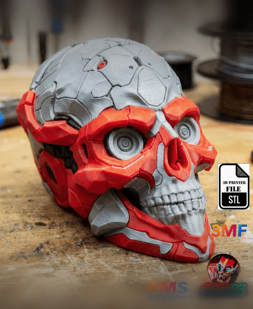 Cyber Skull Helmet – STL & 3MF (Multicolor) 3d model