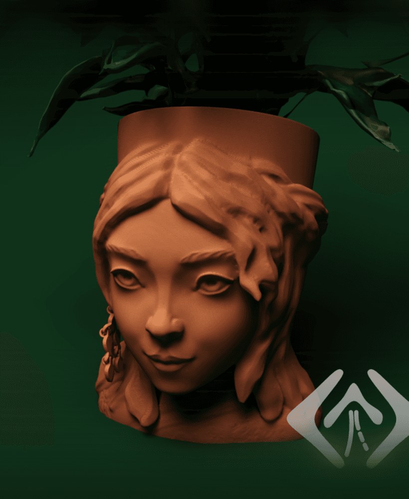 “Muse of the East” Planter with Swaying Earring 3d model