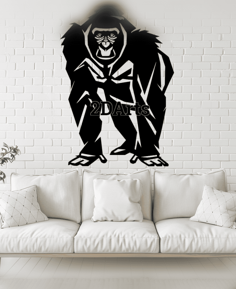Low Poly Gorilla 2D Wall Art/Window Art - Digital STL & SVG File 3d model