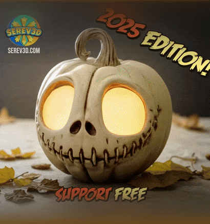Jack Skellington Pumpkin 2025 edition - Halloween Lantern Decor - No Supports 3D Print STL/3MF 3d model