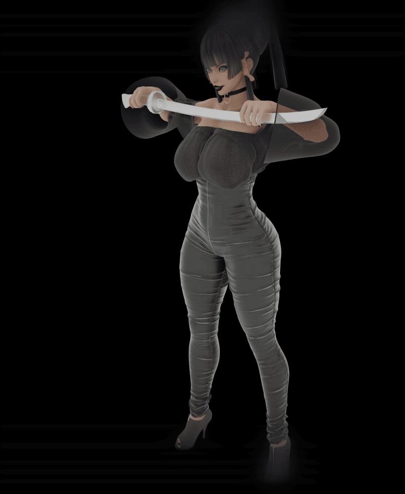 Voluptuous Anime Warrior Adult Fantasy v2 3d model