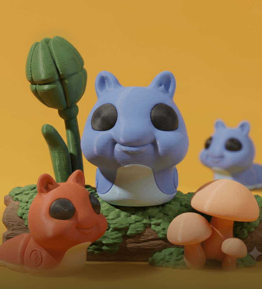 FlexiSlug — Blue Forest Spirit | Articulated Chibi Creature | Print-in-Place 3d model