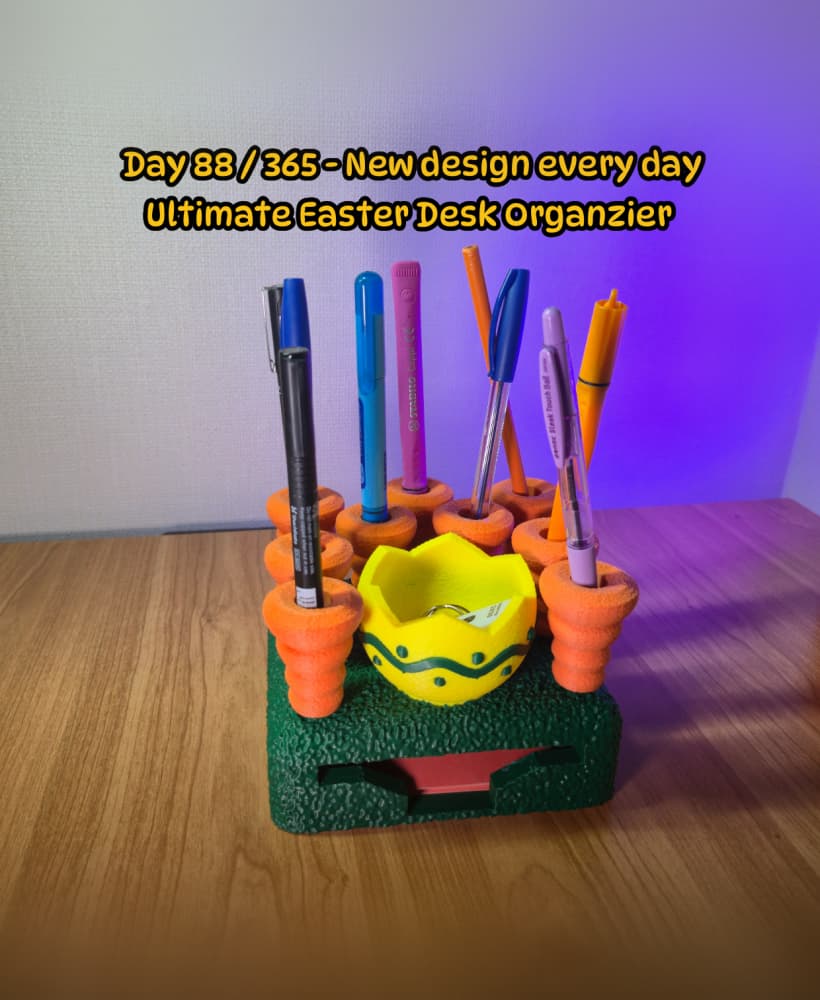 Carrot Patch Desk Organizer with Egg Storage & Pen Holders 3d model