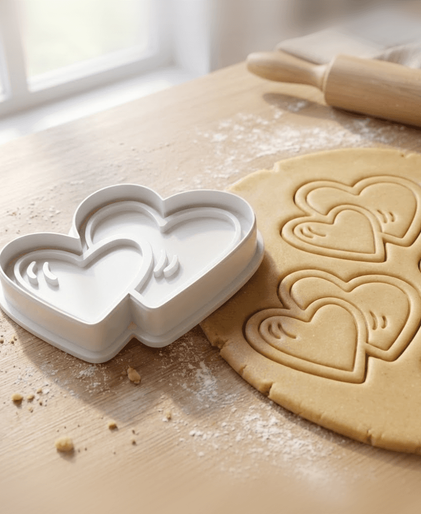 Valentines Day Two Hearts Cookie Cutter And Stamp 3d model