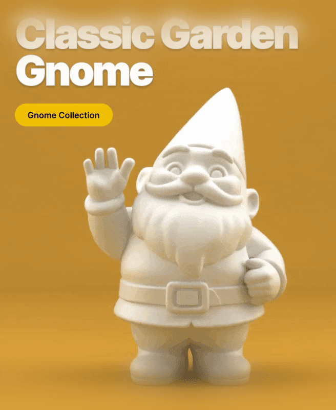 Cute Waving Garden Gnome – Friendly 3D Printable Gnome Figurine 3d model