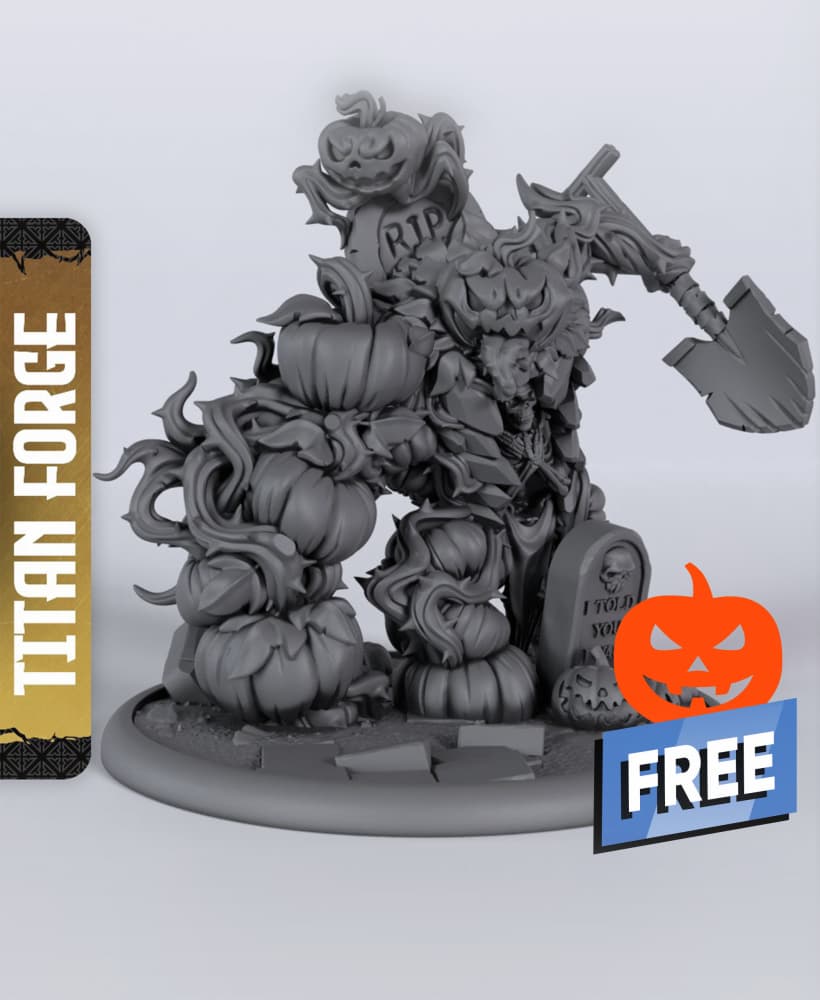 Pumpkin Golem - With Free Dragon - 5e DnD Inspired for RPG and Wargamers 3d model
