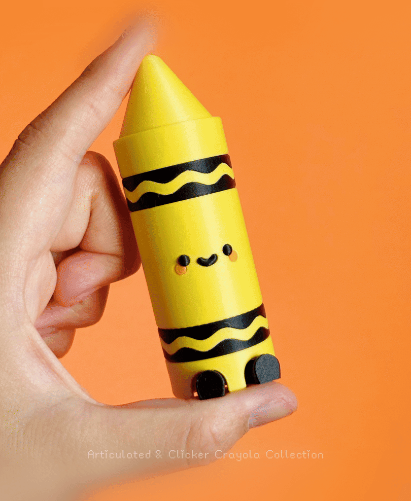 Cute Articulated & Clicker Crayola | Print-in-place | Support-free 3d model