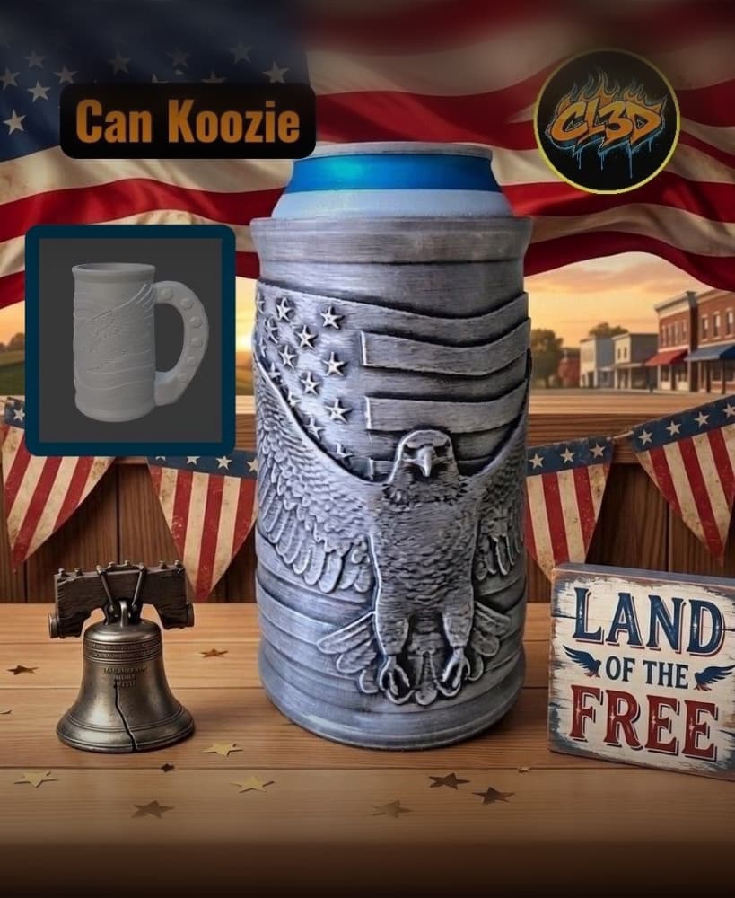 Eagle Flag Patriotic Koozie 3d model