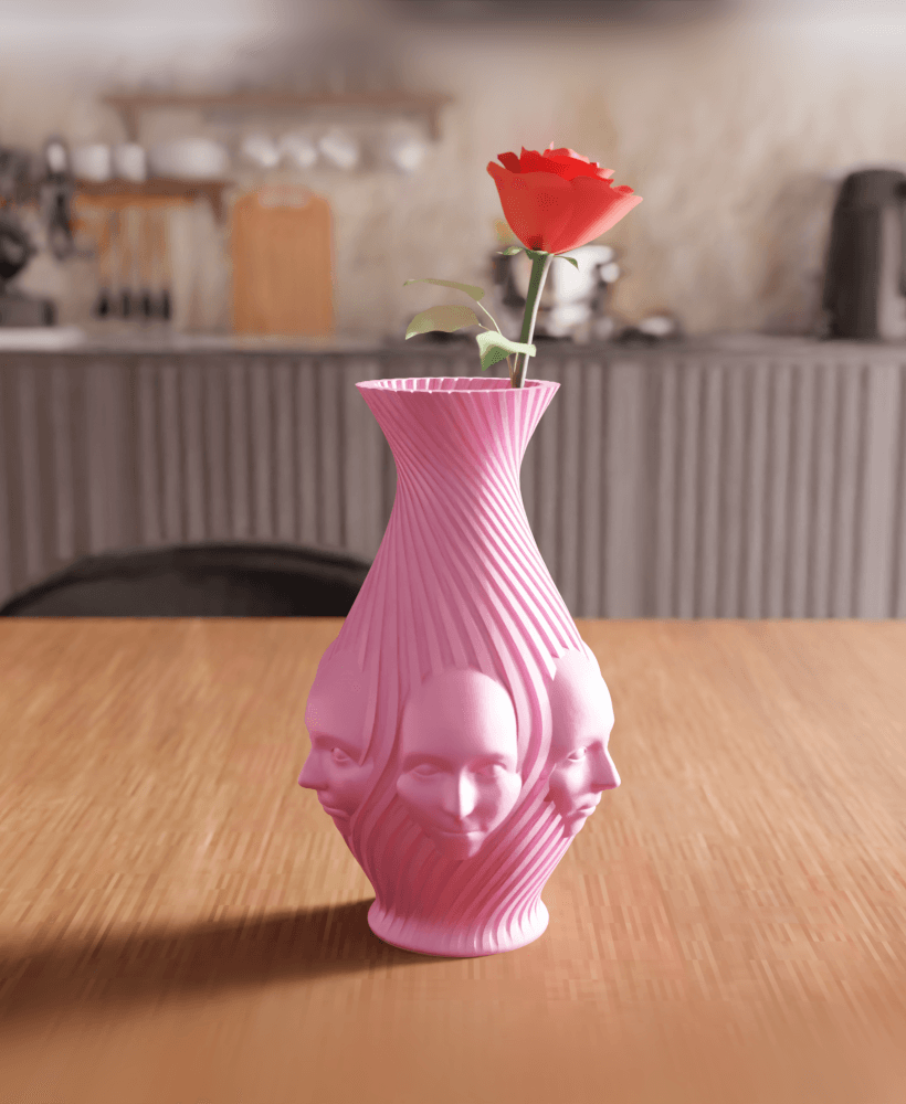 Surrealist Multi Face Spiral Ribbed Vase 3d model