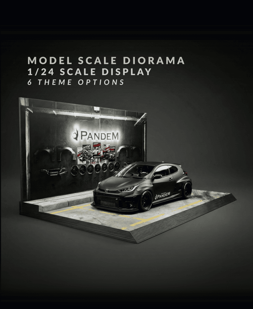 1/24 Scale JDM Performance Garage Diorama – Diecast Car Display Stand 3d model