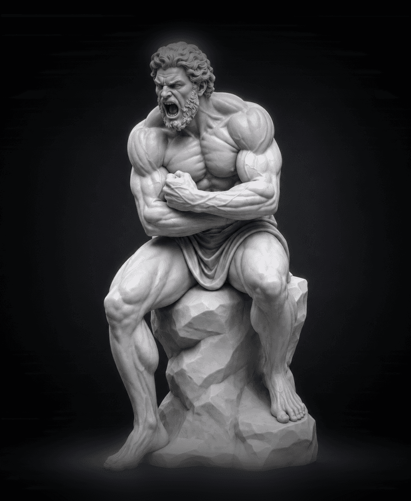 Raging Titan Warrior Statue STL | Ancient Greek Mythology Sculpture 3d model
