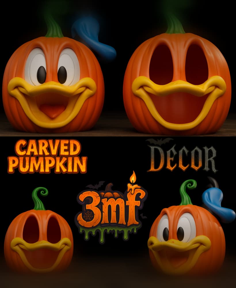 Donald Duck Carved Pumpkin - Decor & Hollow Jack-O'-Lantern 3d model