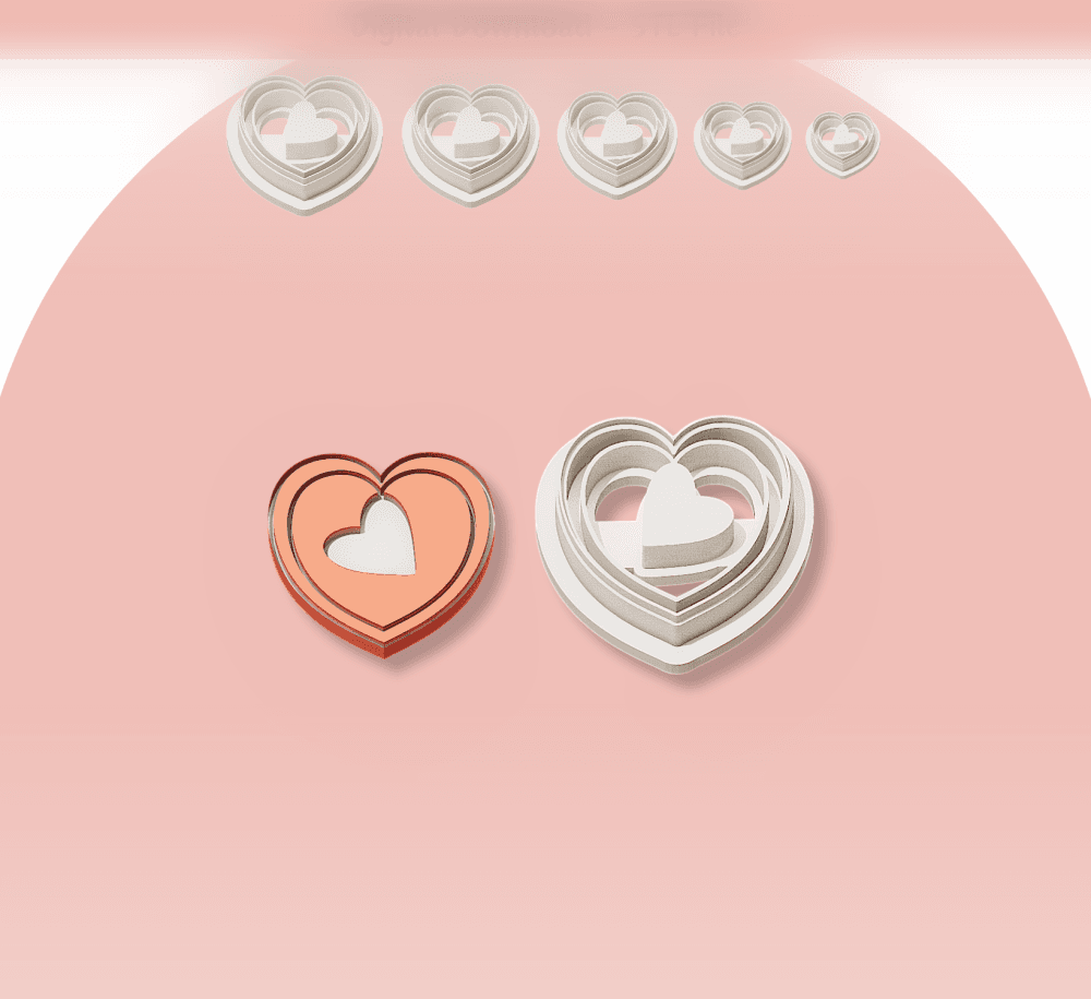 Valentine Heart 06 Clay Cutter for Polymer Clay | Digital STL File | Clay Tools | 5 Sizes 3d model