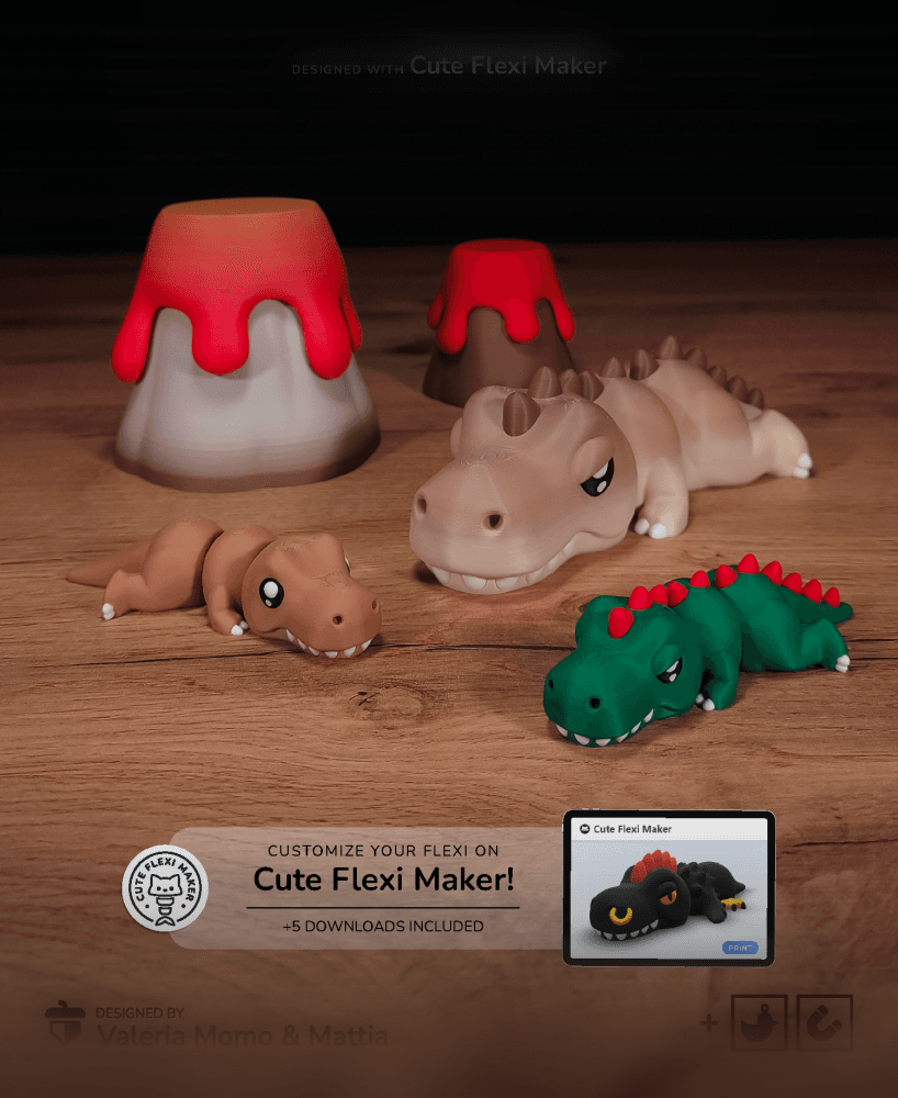 Cute Flexi T-Rex + Cute Flexi Maker Access 3d model