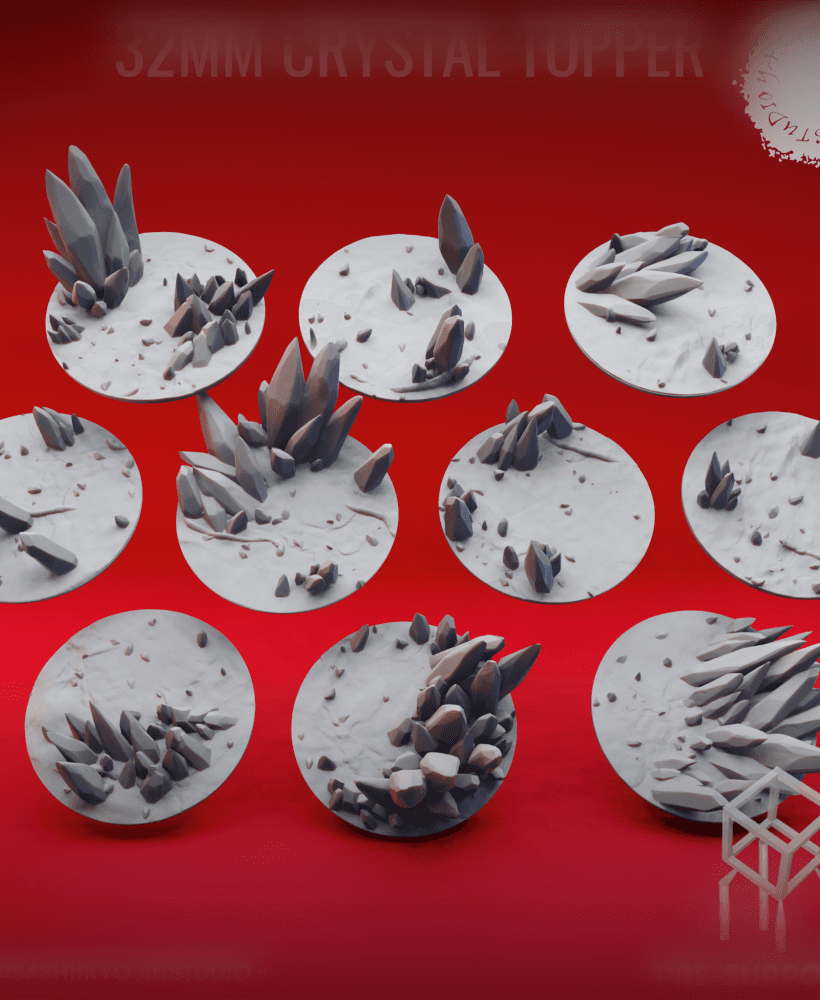 Basing Toppers - Crystal - 32mm (Pre-Supported) 3d model