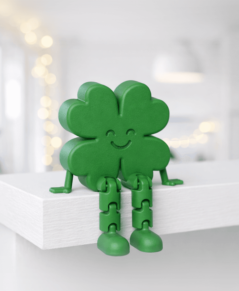 Cloverleaf Flexi Figure | Articulated Lucky Shamrock | Four Leaf Desk Decor | St. Patrick’s Day 3d model