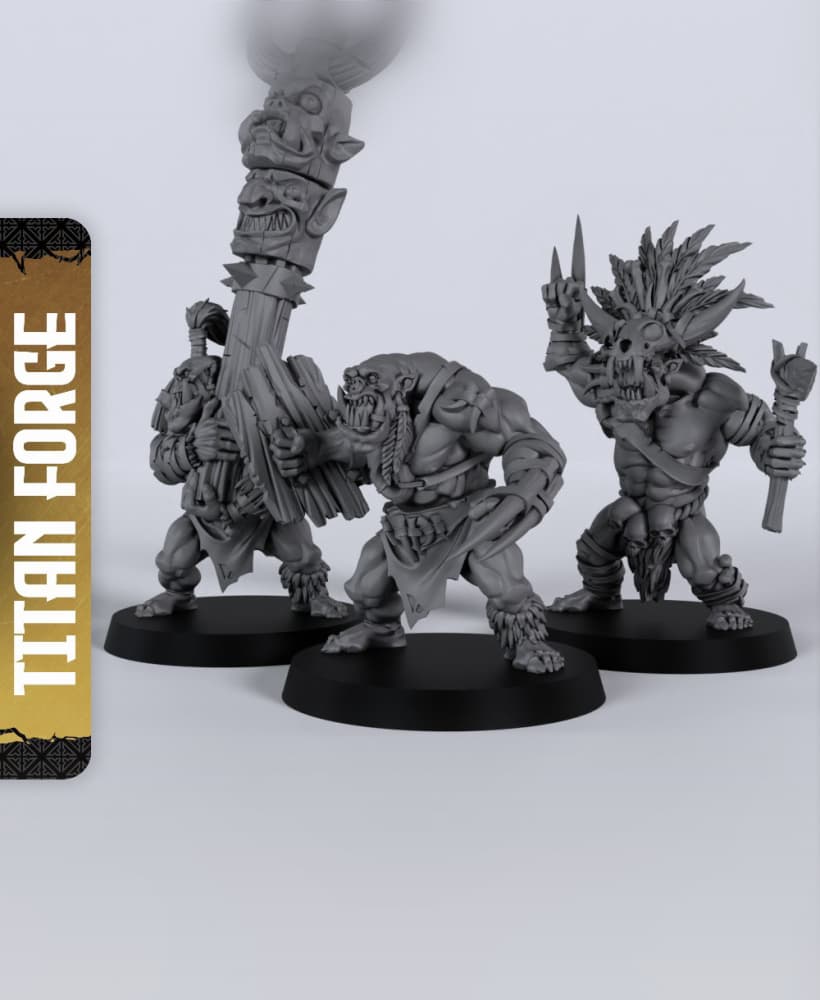 Wild Orcs 1H - With Free Dragon - 5e DnD Inspired for RPG and Wargamers 3d model
