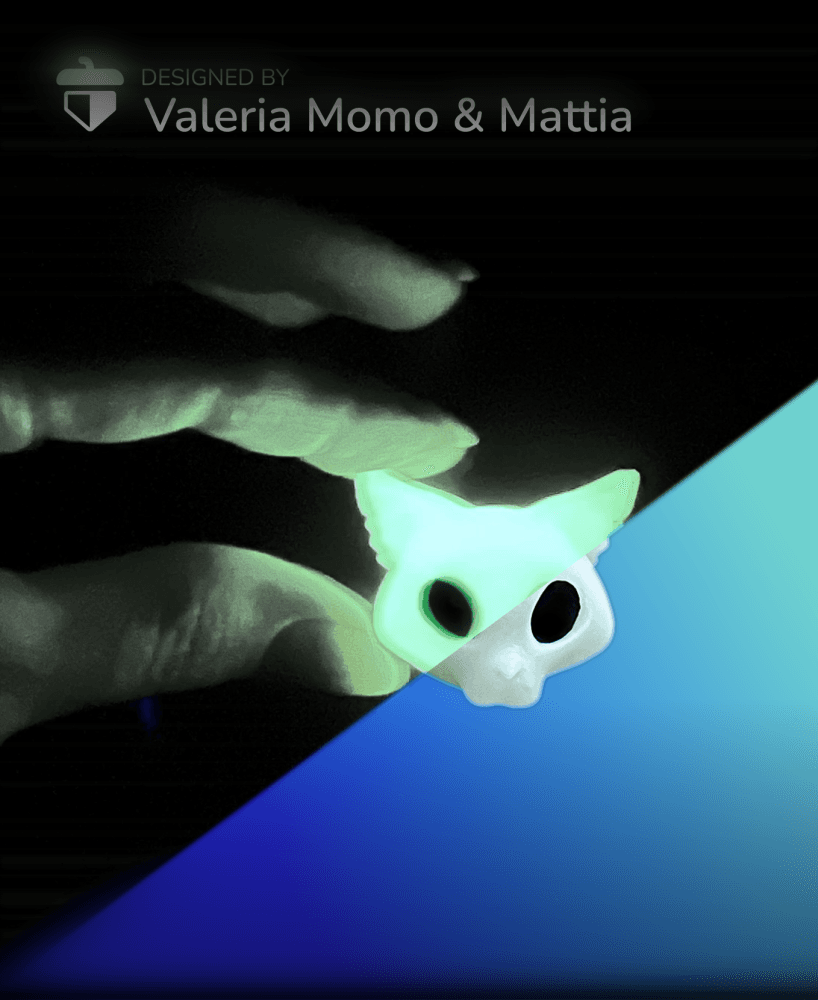 Skull Cat Magnet - D8x2mm round magnet 3d model