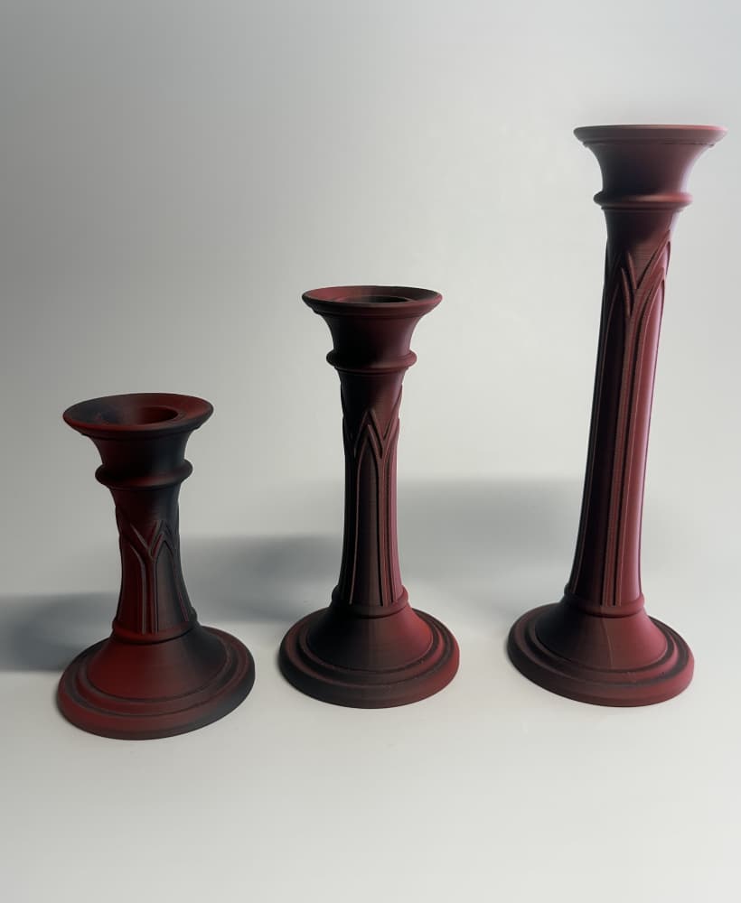 Gothic Pillar Candle Holder Set 3d model