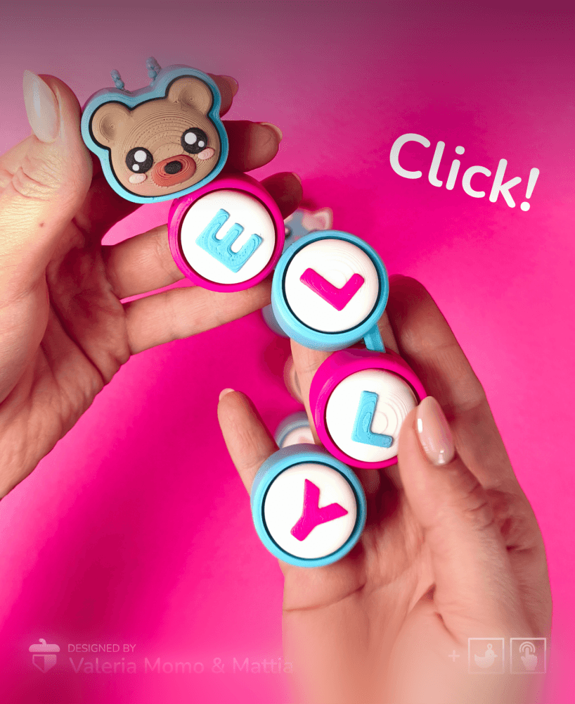 Customizable Alphabet Clicker & Keychain 3d model