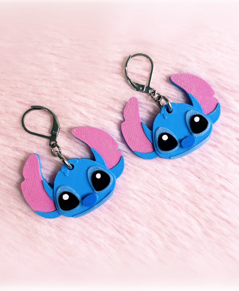 Stitch Inspired Earrings 3d model