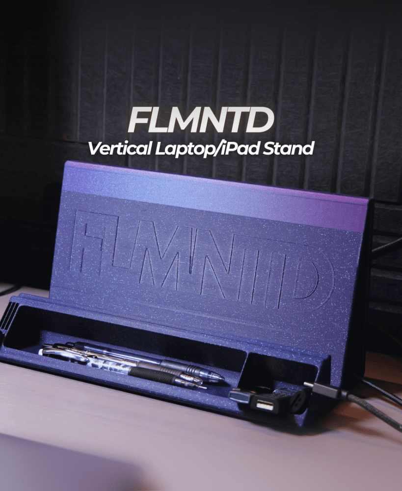 FLMNTD Vertical Laptop & iPad Stand with Desk Organizer | No-Support Print - Free download 3d model