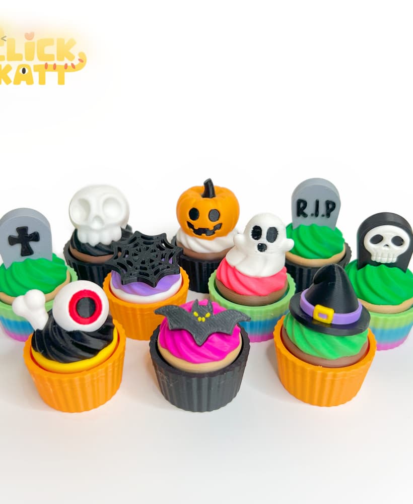 Halloween Cupcake - Clicker Fidget Toy Keychain 3d model