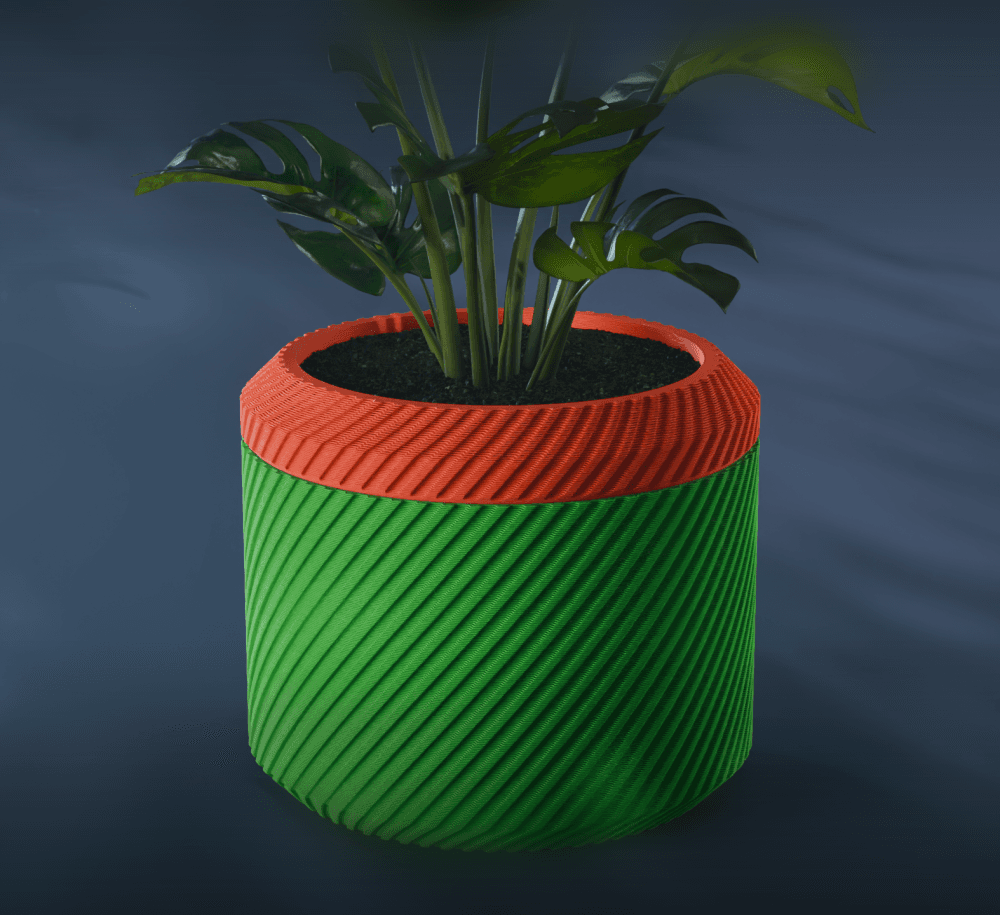 Nami Planter Pot, Striped Diagonal | Small, Medium, Large | Self Watering and Drip Tray 3d model