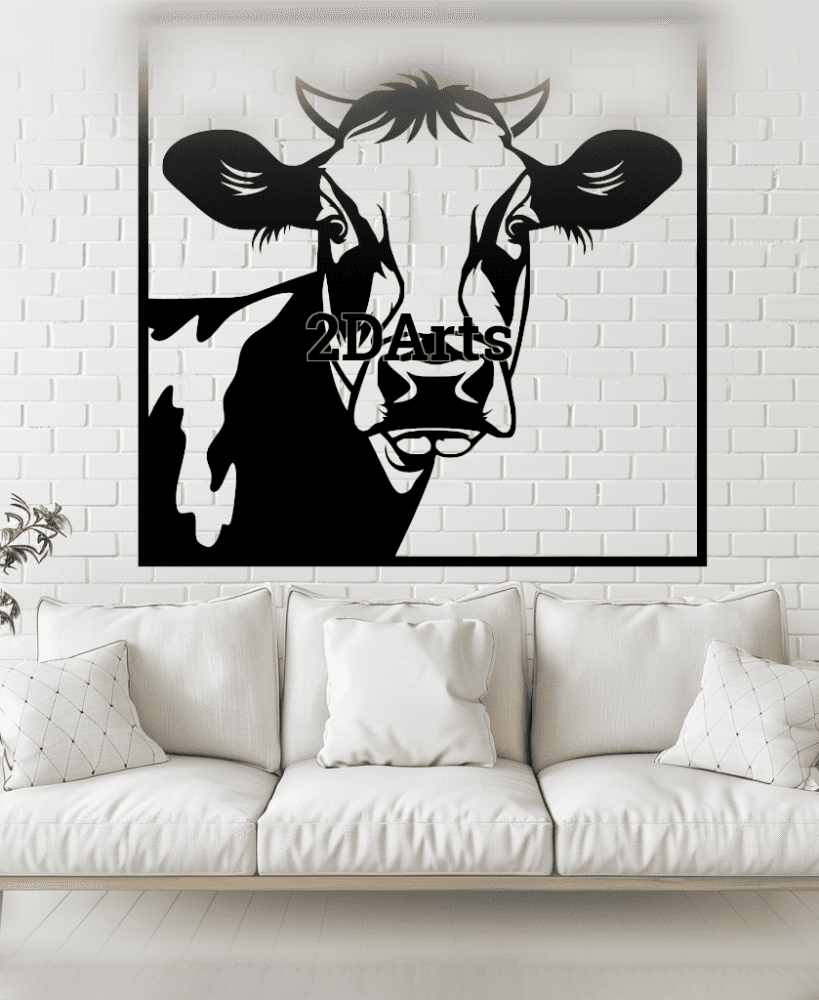 Cow Face 2D Wall Art/Window Art - A Delightful Addition to Your Rustic Decor 3d model