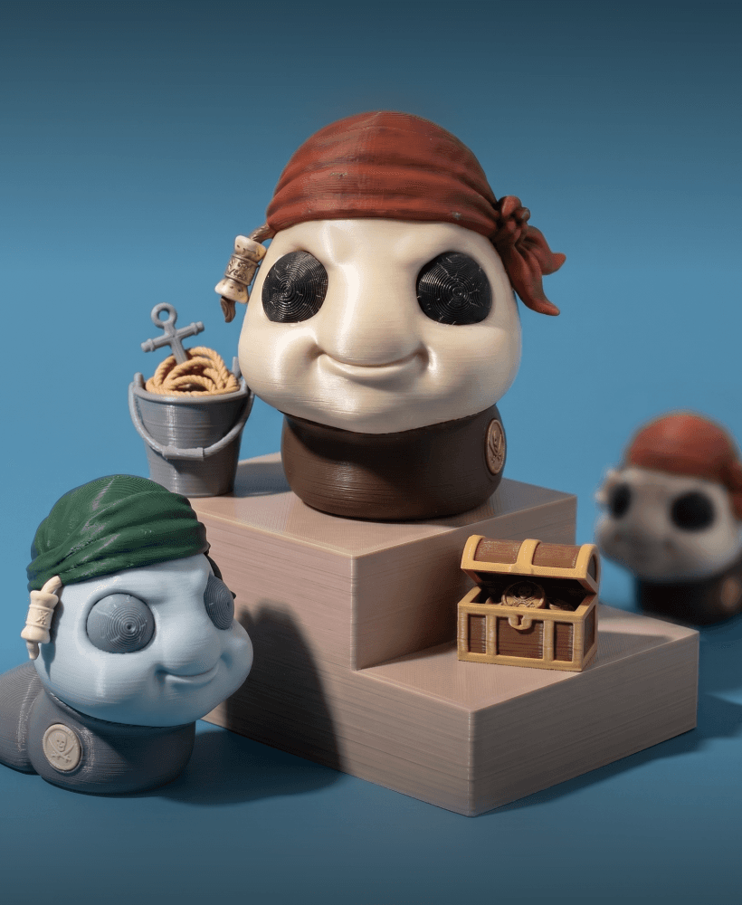 FlexiSlugs Pirate Rogue - Flexi Articulated Chibi Slug STL 3d model