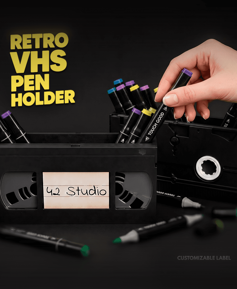 Cassette Pen Holder — VHS Retro Desk Organizer 3d model