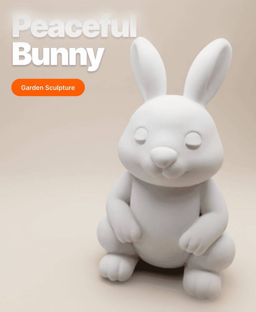 Peaceful Bunny – Chubby Forest Rabbit Figurine 3d model