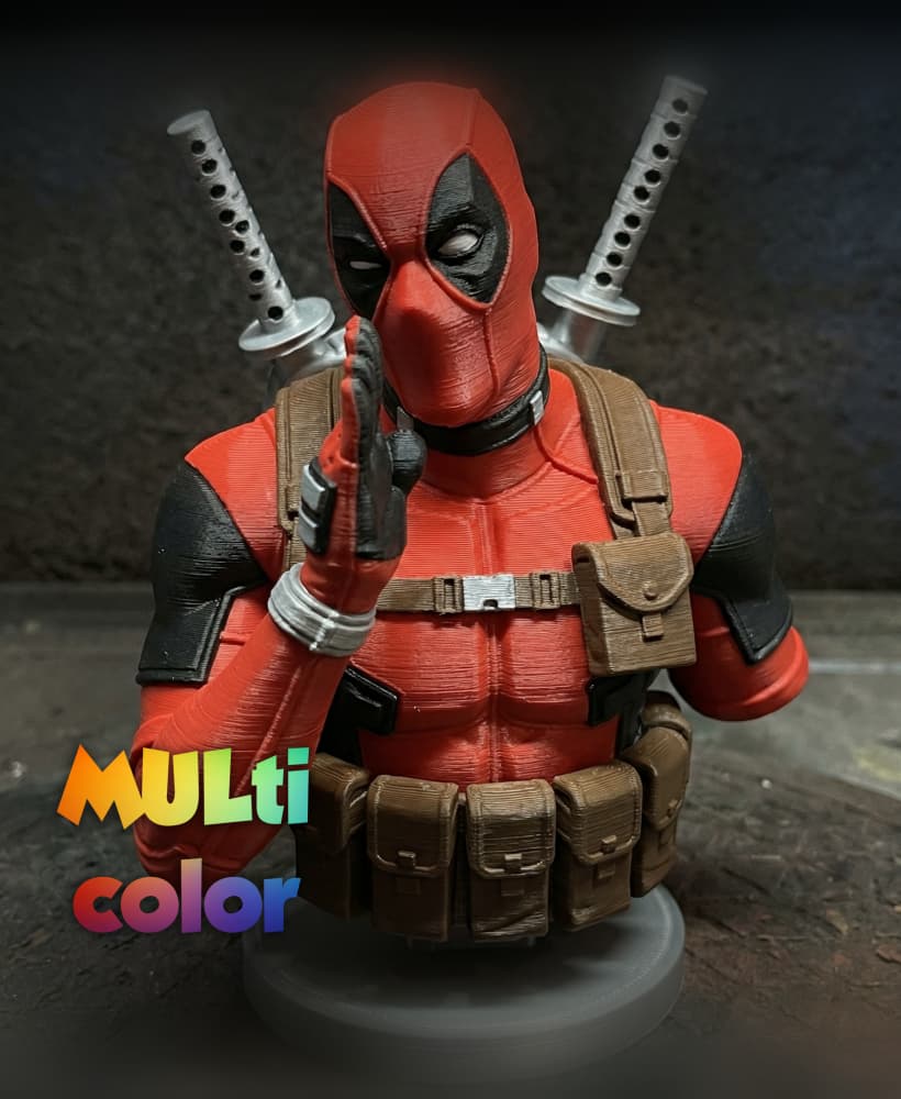 Deadpool Bust Multi-Color 3MF | Comic Hero Figure | Bambu Ready 3d model