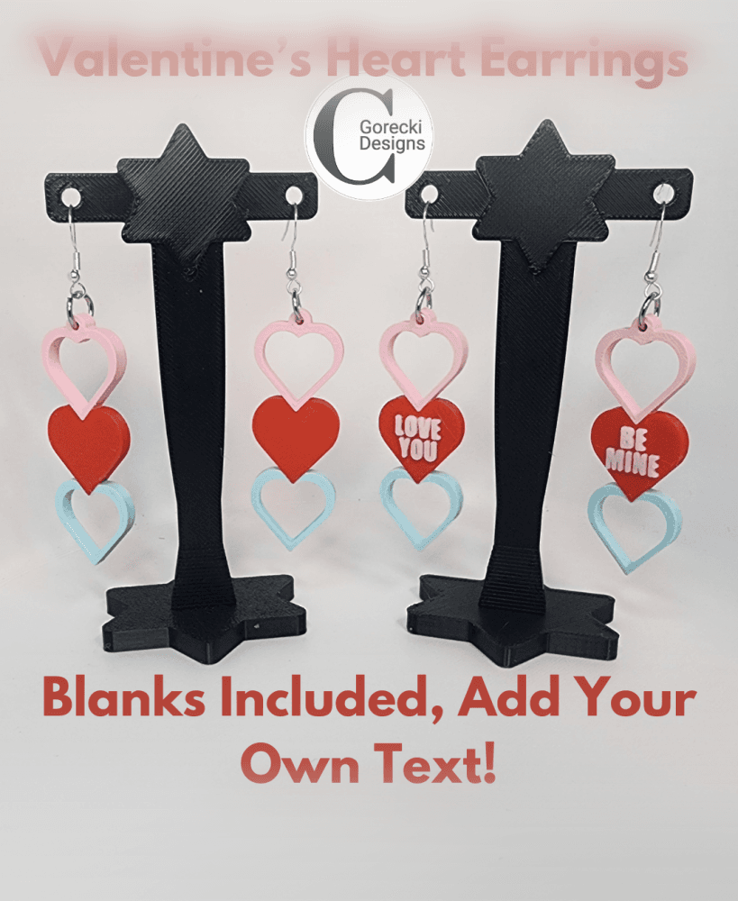 CGD_Valentines_Heart_Earrings.3mf 3d model
