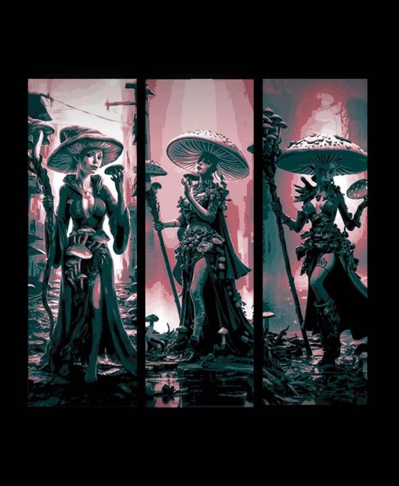 The mushroom Queen walking the road - Set of Bookmarks 3d model