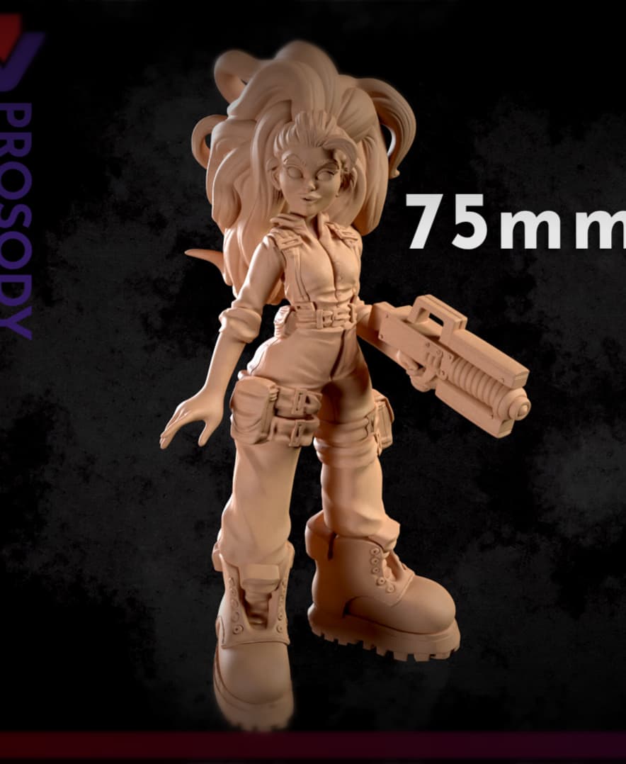 Amy, the sci fi Gunslinger - 75mm 3d model