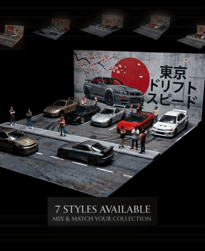 Tokyo Street 1/64 JDM Diorama Set - Custom Garage Display 3d model