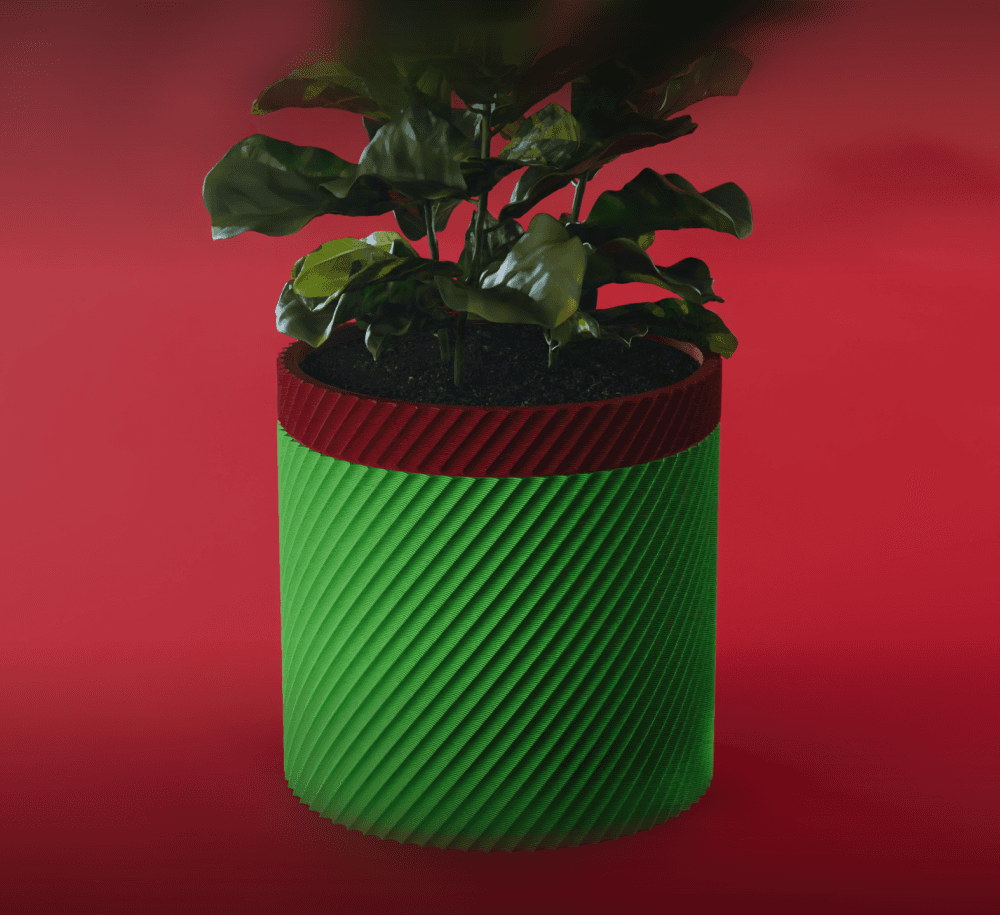 Mizu Planter Pot, Scalloped Reverse Diagonal | Small, Medium, Large | Self Watering and Drip Tray 3d model